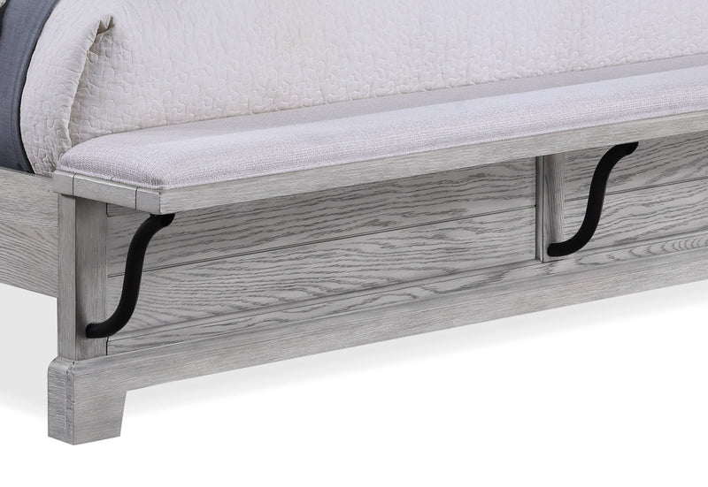 Beckett Rustic Gray King Footboard Bench Panel Bed - Gate FurnitureKing Bed