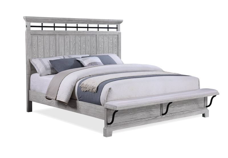 Beckett Rustic Gray King Footboard Bench Panel Bed - Gate FurnitureKing Bed