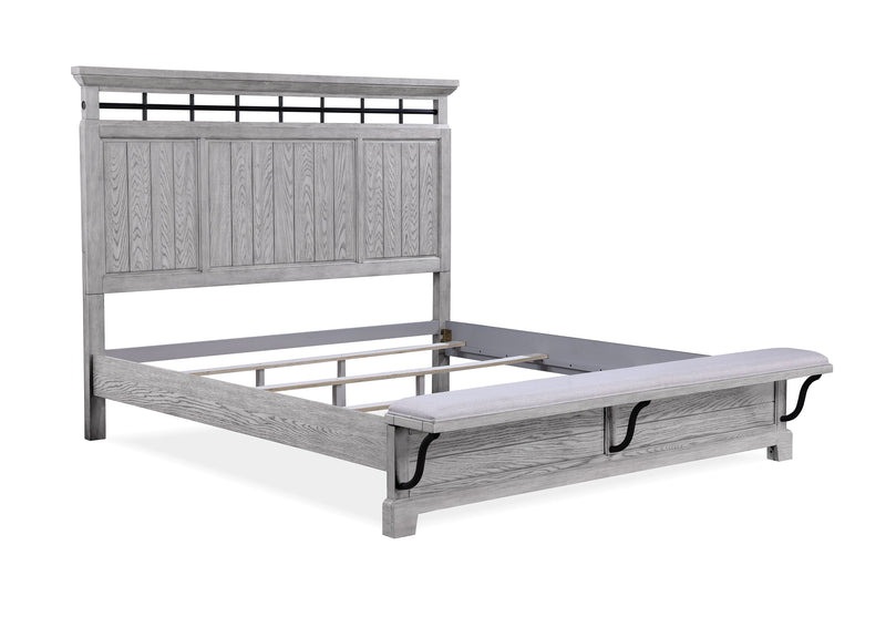 Beckett Rustic Gray King Footboard Bench Panel Bed - Gate FurnitureKing Bed