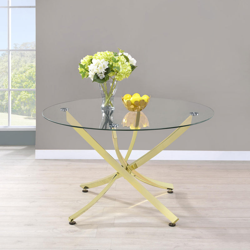 Beckham Round 46-inch Glass Top Dining Table Brass - 108441
