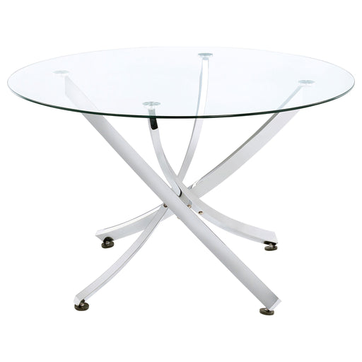 Beckham Round 46-inch Glass Top Dining Table Chrome - 106440