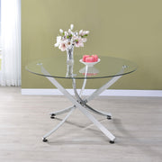 Beckham Round 46-inch Glass Top Dining Table Chrome - 106440