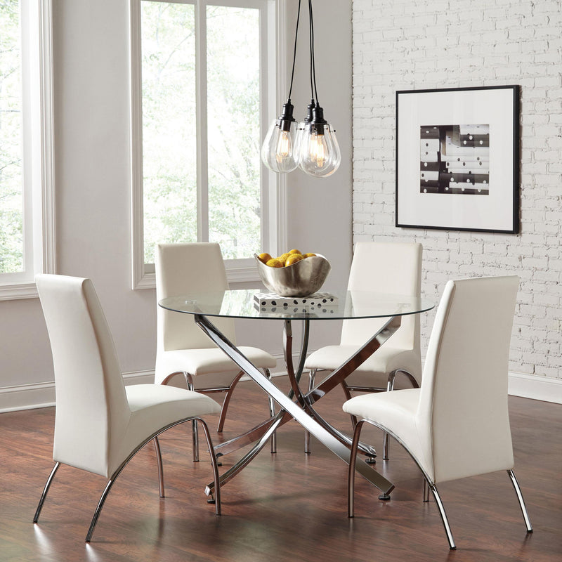 Beckham Round 46-inch Glass Top Dining Table Chrome - 106440