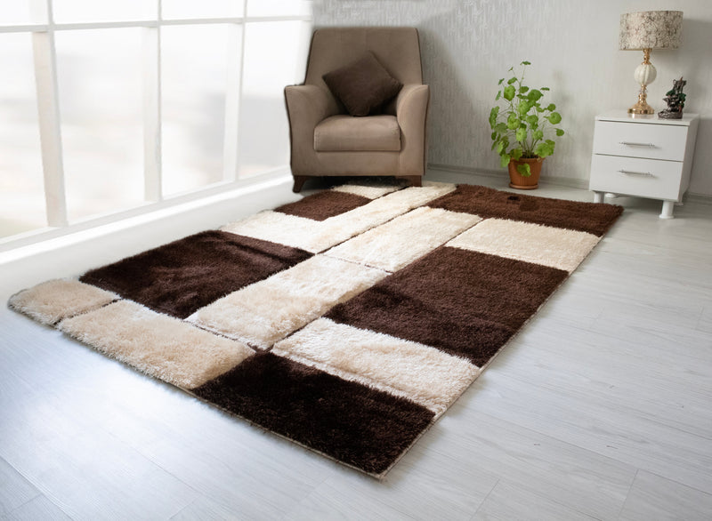 3D Shaggy BROWN-BEIGE Area Rug - 3D161 - 3D161-BRN/BEI-57