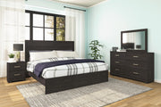 Belachime Charcoal King Panel Bed and Nightstand - B2589B9