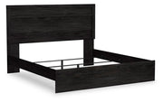 Belachime Charcoal King Panel Bed and Nightstand - B2589B9