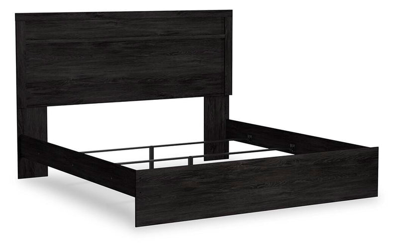 Belachime Charcoal King Panel Bed and Nightstand - B2589B9