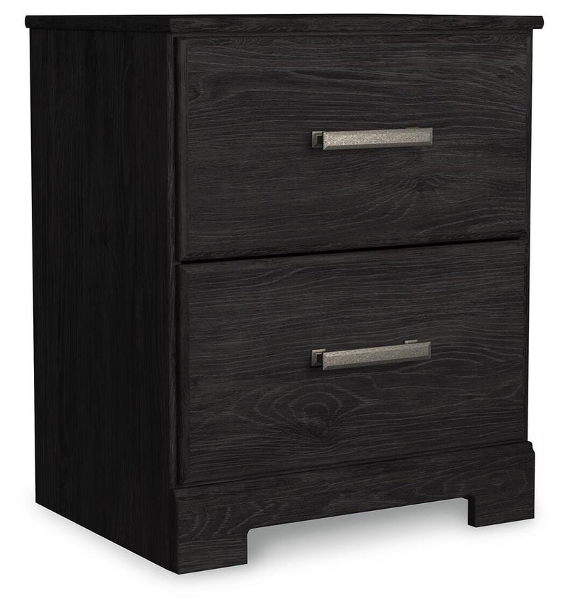 Belachime Charcoal King Panel Bed and Nightstand - B2589B9