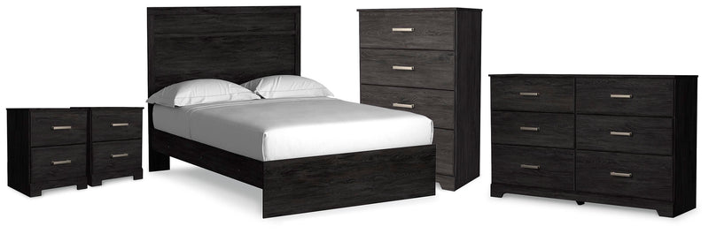 Belachime Full Panel Bed, Dresser, Chest and 2 Nightstands - B2589B19