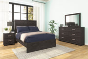 Belachime Full Panel Bed with 2 Nightstands in Charcoal - PKG018419