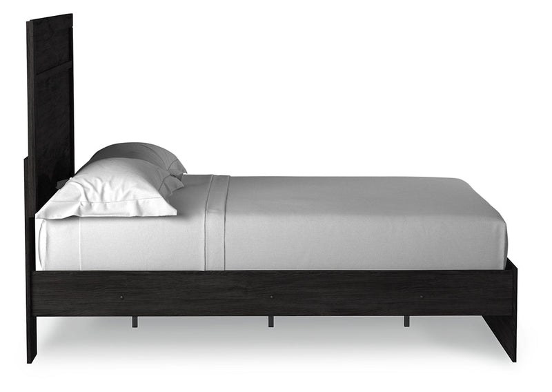 Belachime Full Panel Bed with 2 Nightstands in Charcoal - PKG018419