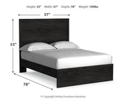 Belachime Full Panel Bed with 2 Nightstands in Charcoal - PKG018419