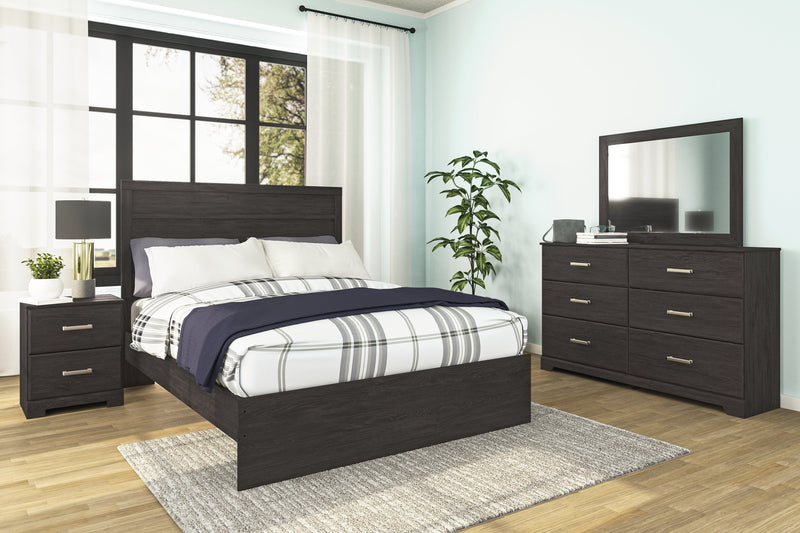 Belachime King Panel Bed with Dresser and 2 Nightstands in Charcoal from Ashley - Luna Furniture