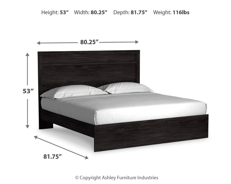 Belachime King Panel Bed with Dresser and 2 Nightstands in Charcoal from Ashley - Luna Furniture