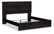 Belachime King Panel Bed with Mirrored Dresser and 2 Nightstands in Charcoal - PKG018403