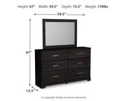 Belachime King Panel Bed with Mirrored Dresser, Chest and 2 Nightstands in Charcoal from Ashley - Luna Furniture