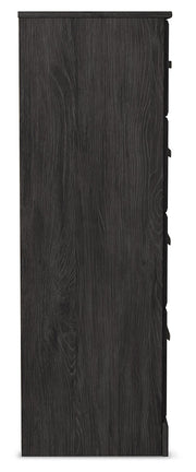 Belachime King Panel Bed with Mirrored Dresser, Chest and 2 Nightstands in Charcoal from Ashley - Luna Furniture
