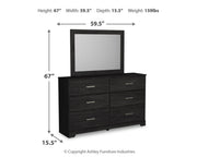 Belachime King Panel Bed with Mirrored Dresser in Charcoal - PKG018402