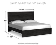 Belachime King Panel Bed with Mirrored Dresser in Charcoal - PKG018402