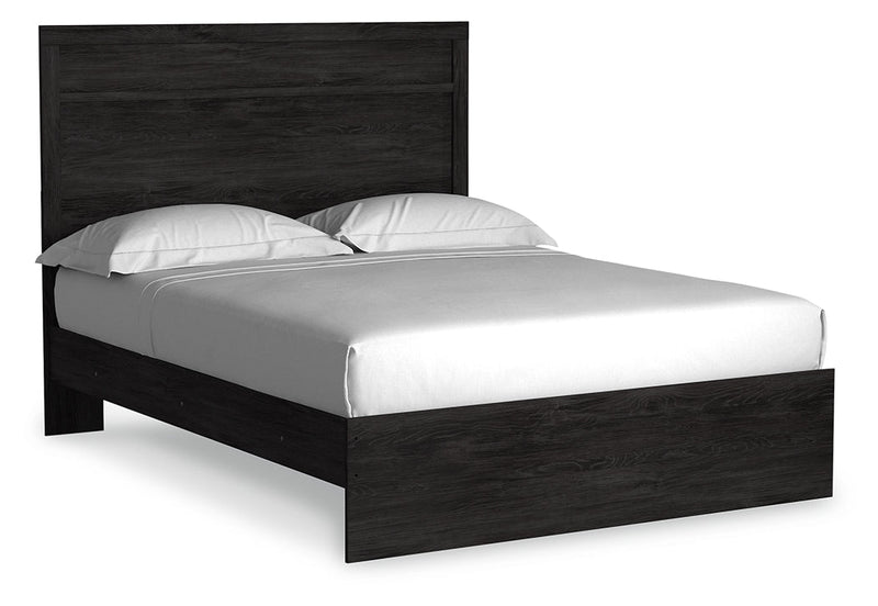 Belachime Queen Panel Bed with 2 Nightstands in Charcoal - PKG018401