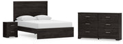 Belachime Queen Panel Bed with Dresser and Nightstand in Charcoal from Ashley - Luna Furniture