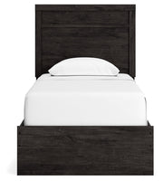 Belachime Twin Panel Bed with Nightstand in Charcoal - PKG018421