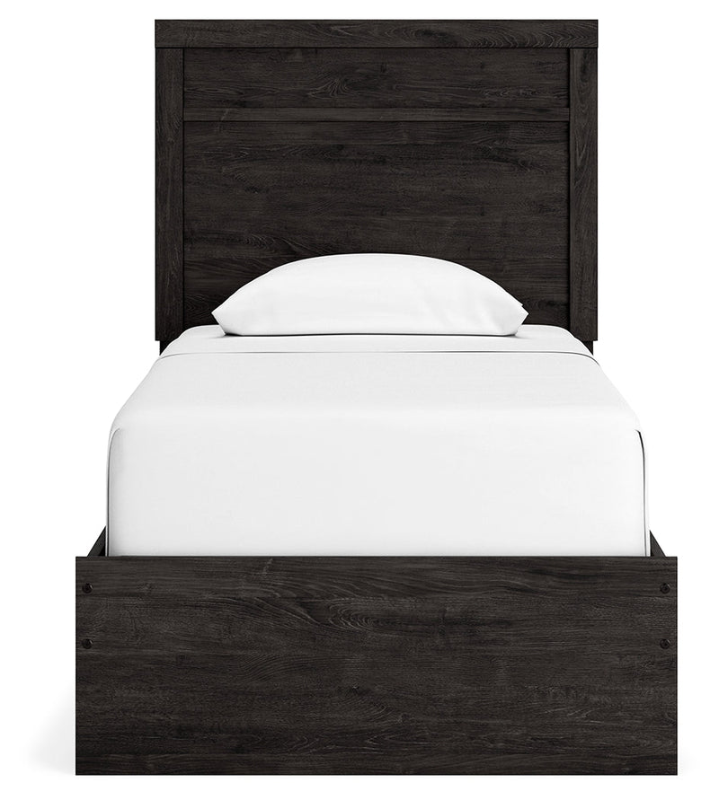 Belachime Twin Panel Bed with Nightstand in Charcoal - PKG018421