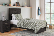 Belachime Twin Panel Bed with Nightstand in Charcoal - PKG018421