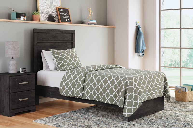 Belachime Twin Panel Bed with Nightstand in Charcoal - PKG018421
