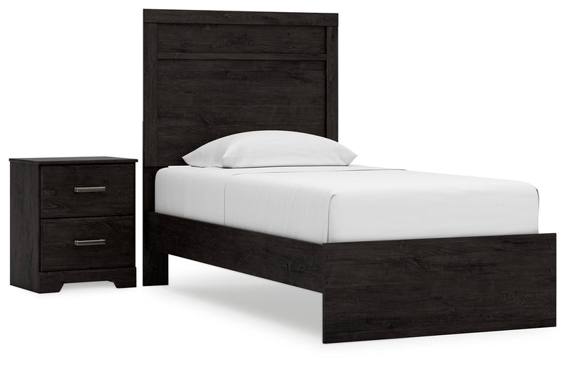 Belachime Twin Panel Bed with Nightstand in Charcoal - PKG018421