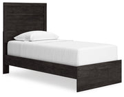 Belachime Twin Panel Bed with Nightstand in Charcoal - PKG018421