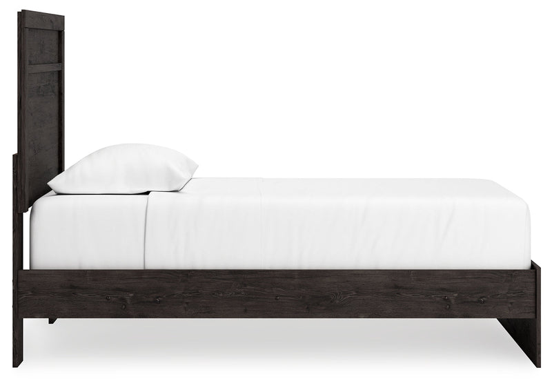 Belachime Twin Panel Bed with Nightstand in Charcoal - PKG018421