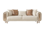 Bella 3-pieces (Sofa & Loveseat & Chair) Livingroom Set Cream in Cream - 101-BEL-55429-321