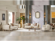 Bella 3-pieces (Sofa & Loveseat & Chair) Livingroom Set Cream in Cream - 101-BEL-55429-321