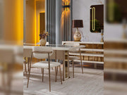 Bella Diningroom (Consol With Mirror & Dining Table & 6 Dining Chair) - 200-SAN-BEL-DT-6-SET