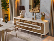 Bella Diningroom (Consol With Mirror & Dining Table & 6 Dining Chair) - 200-SAN-BEL-DT-6-SET