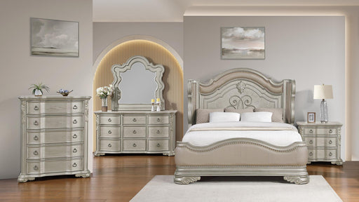 Bella Queen 4 Pc Bedroom Set in Champagne - Bella Queen 4 Pc Bedroom Set in Champagne