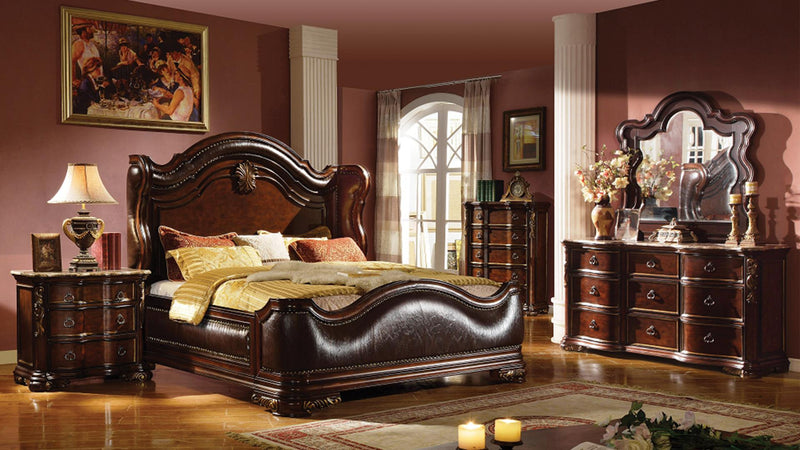 Bella Queen 5 Pc Bedroom Set in Walnut - Bella Queen 5 Pc Bedroom Set in Walnut