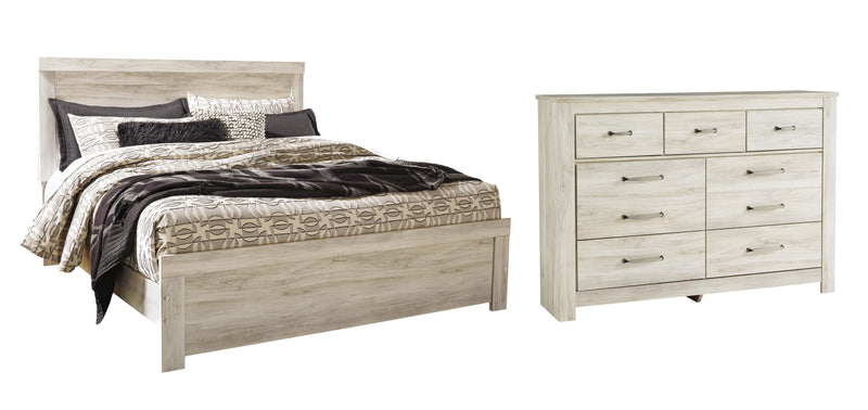 Bellaby King Panel Bed with Dresser in Whitewash - PKG004730