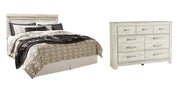 Bellaby King Panel Headboard Bed with Dresser in Whitewash - PKG004647