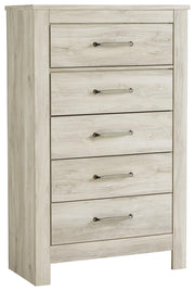 Bellaby King Panel Headboard Bed with Mirrored Dresser and Chest in Whitewash - PKG004650