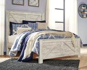 Bellaby Queen Crossbuck Panel Bed with 2 Nightstands in Whitewash - PKG000726