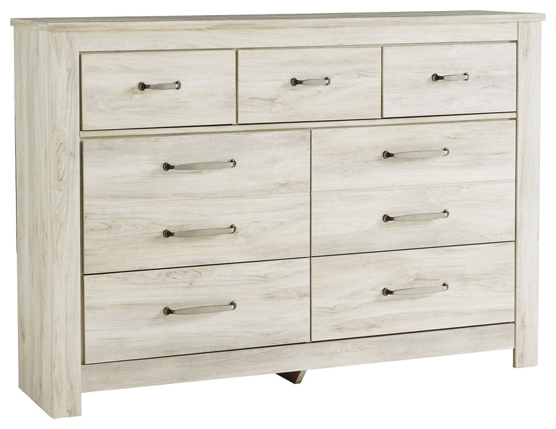 Bellaby Queen Crossbuck Panel Bed with Dresser in Whitewash - PKG000727