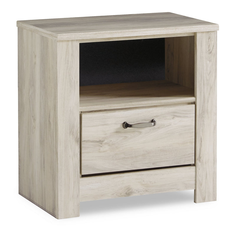 Bellaby Queen Crossbuck Panel Bed with Mirrored Dresser, Chest and 2 Nightstands in Whitewash - PKG004729