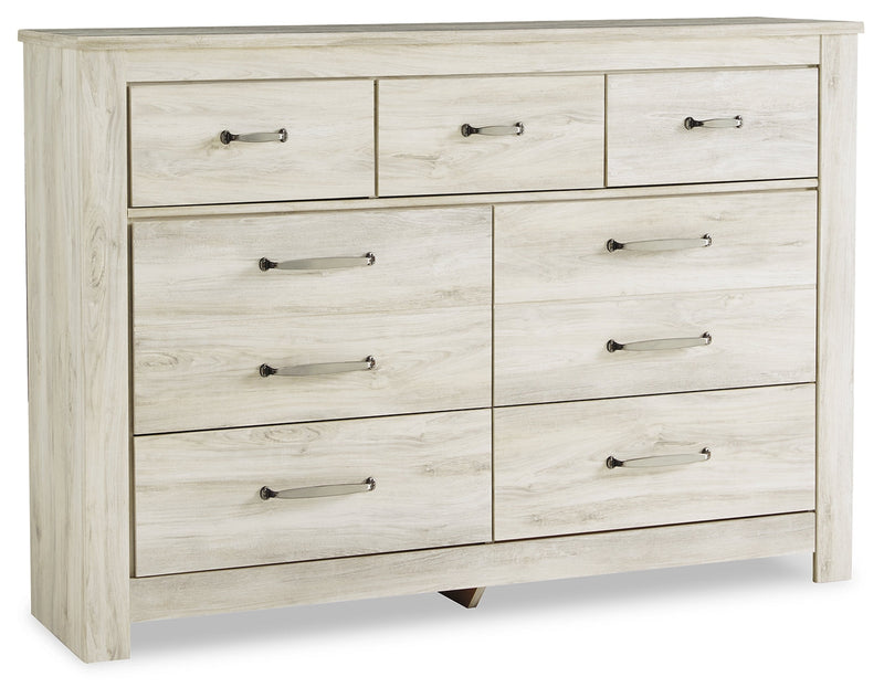 Bellaby Queen Panel Bed with Dresser and Nightstand in Whitewash from Ashley - Luna Furniture
