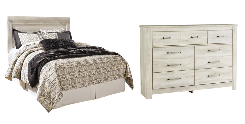 Bellaby Queen Panel Headboard Bed with Dresser in Whitewash - PKG004634