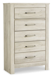 Bellaby Queen Panel Headboard Bed with Mirrored Dresser, Chest and 2 Nightstands in Whitewash - PKG004644