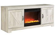 Bellaby Whitewash 63" TV Stand with Fireplace - Gate FurnitureTV Stand