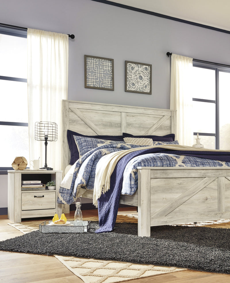 Bellaby Whitewash King Crossbuck Panel Bed - Gate FurnitureKing Bed