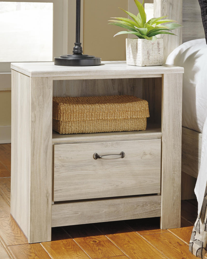 Bellaby Whitewash King Panel Bed, Dresser, Mirror and 2 Nightstands - B331B22